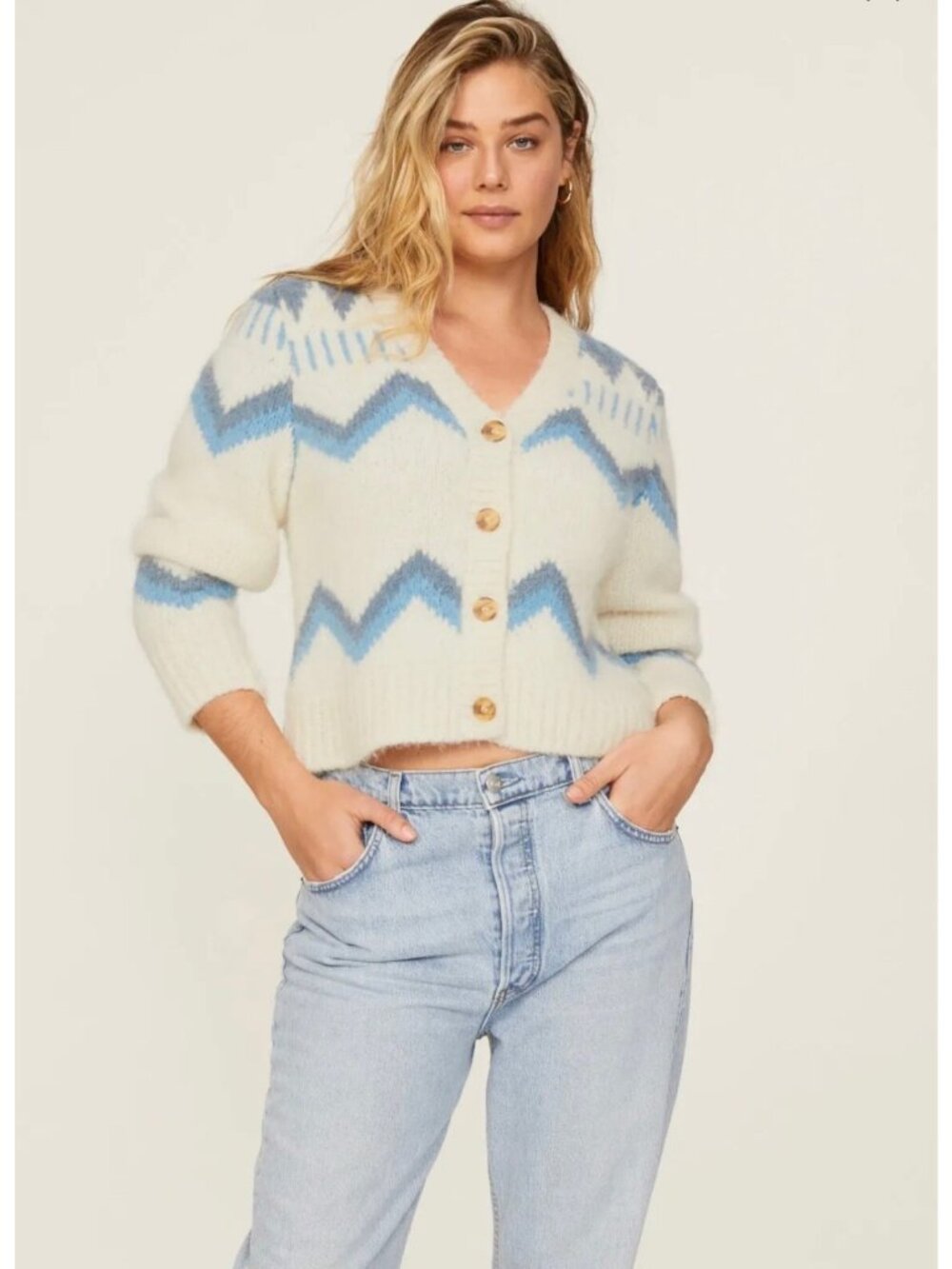 Faherty Icelyn Cardigan Sweater Womens Alpaca Fairisle Large NEW